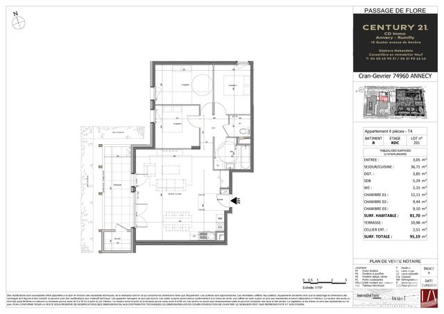Appartement T4 à vendre - 4 pièces - 81.7 m2 - ANNECY - 74 - RHONE-ALPES - Century 21 Cd Immo
