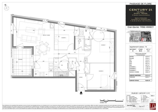 Appartement T4 à vendre - 4 pièces - 84.34 m2 - ANNECY - 74 - RHONE-ALPES - Century 21 Cd Immo