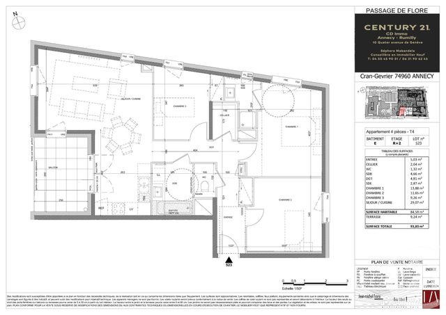 Appartement T4 à vendre - 4 pièces - 84.59 m2 - ANNECY - 74 - RHONE-ALPES - Century 21 Cd Immo