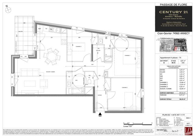 Appartement T4 à vendre - 4 pièces - 87.55 m2 - ANNECY - 74 - RHONE-ALPES - Century 21 Cd Immo