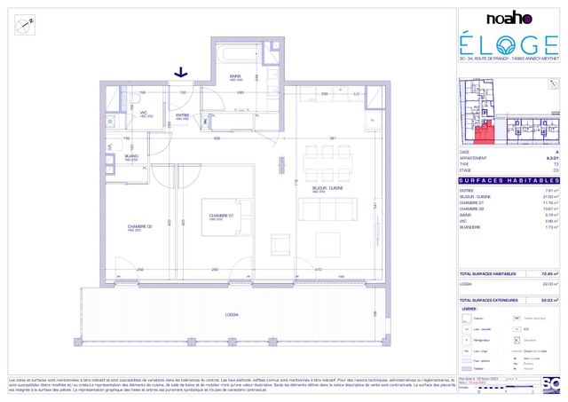 Appartement T3 à vendre - 3 pièces - 72.45 m2 - MEYTHET - 74 - RHONE-ALPES - Century 21 Cd Immo