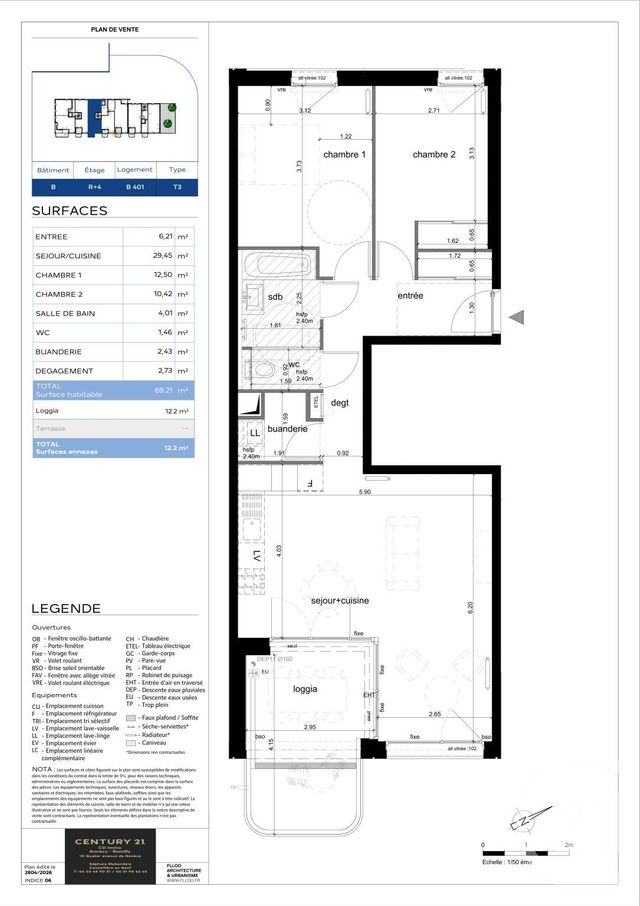 Appartement T3 à vendre - 3 pièces - 69.21 m2 - ANNECY - 74 - RHONE-ALPES - Century 21 Cd Immo