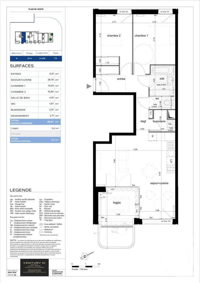Appartement T3 à vendre - 3 pièces - 68.97 m2 - ANNECY - 74 - RHONE-ALPES - Century 21 Cd Immo