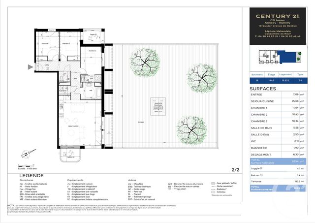 Appartement T4 à vendre - 4 pièces - 92.94 m2 - ANNECY - 74 - RHONE-ALPES - Century 21 Cd Immo