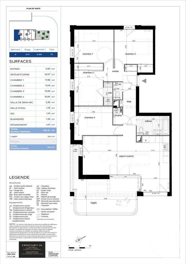 Appartement T5 à vendre - 5 pièces - 100.27 m2 - ANNECY - 74 - RHONE-ALPES - Century 21 Cd Immo