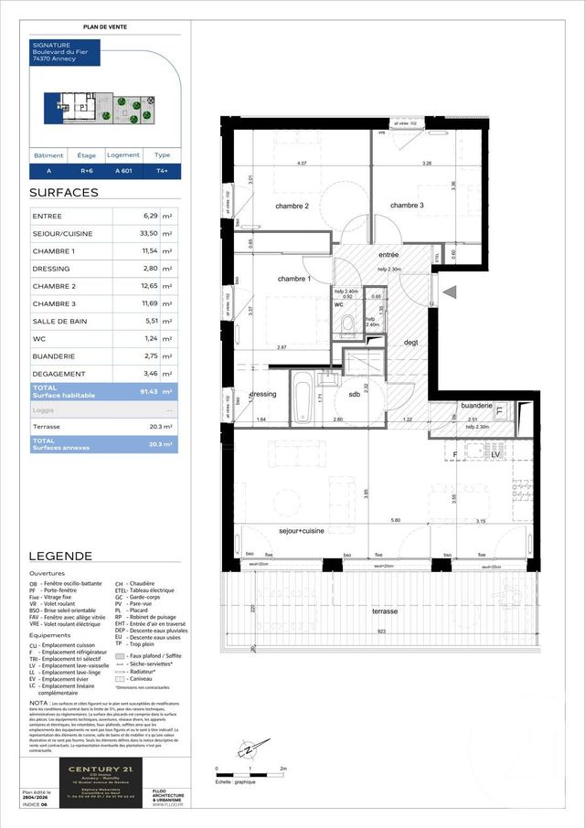 Appartement T4 à vendre - 4 pièces - 91.43 m2 - ANNECY - 74 - RHONE-ALPES - Century 21 Cd Immo