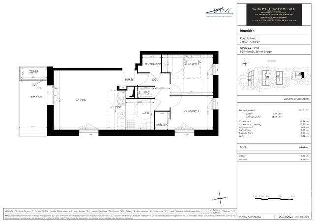 Appartement T3 à vendre - 3 pièces - 65.05 m2 - SEYNOD - 74 - RHONE-ALPES - Century 21 Cd Immo