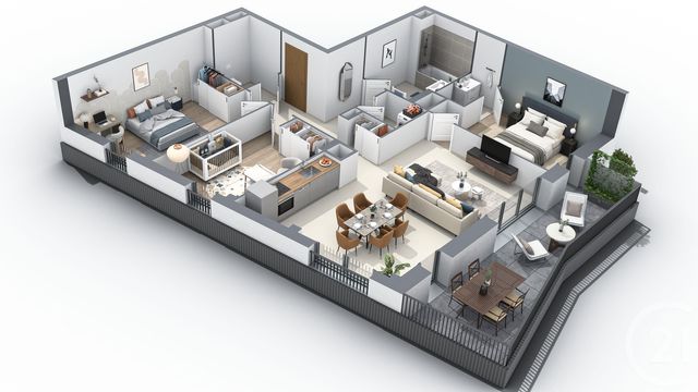 Appartement T4 à vendre - 4 pièces - 91.2 m2 - ANNECY - 74 - RHONE-ALPES - Century 21 Cd Immo
