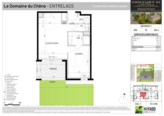 Appartement T2 à vendre - 2 pièces - 42.67 m2 - ENTRELACS - 73 - RHONE-ALPES - Century 21 Cd Immo
