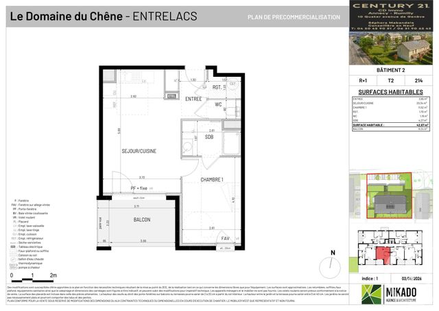 Appartement T2 à vendre - 2 pièces - 42.67 m2 - ENTRELACS - 73 - RHONE-ALPES - Century 21 Cd Immo