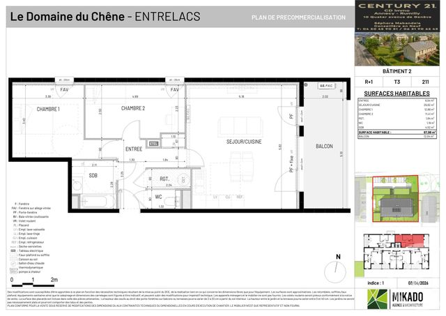 Appartement T3 à vendre - 3 pièces - 67.98 m2 - ENTRELACS - 73 - RHONE-ALPES - Century 21 Cd Immo