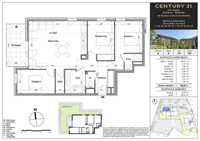 Appartement T4 à vendre - 4 pièces - 82.2 m2 - FAVERGES SEYTHENEX - 74 - RHONE-ALPES - Century 21 Cd Immo