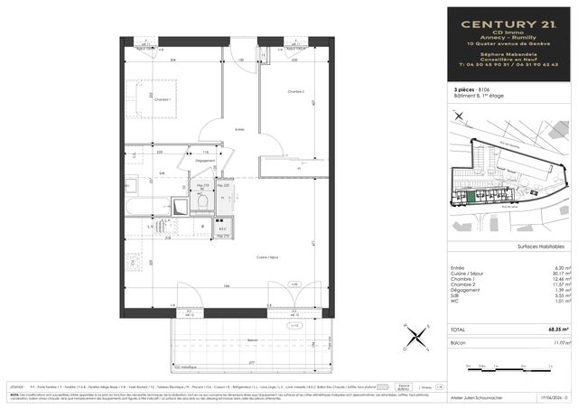 Appartement T3 à vendre - 3 pièces - 68.35 m2 - FAVERGES SEYTHENEX - 74 - RHONE-ALPES - Century 21 Cd Immo